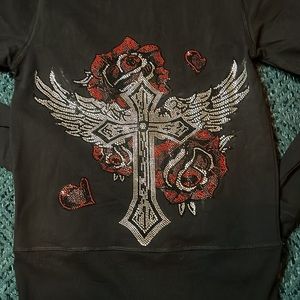 Rhinestone zip up
